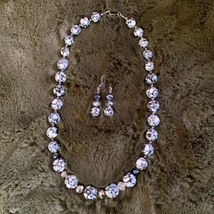18” Marble & Crystal Necklace Set